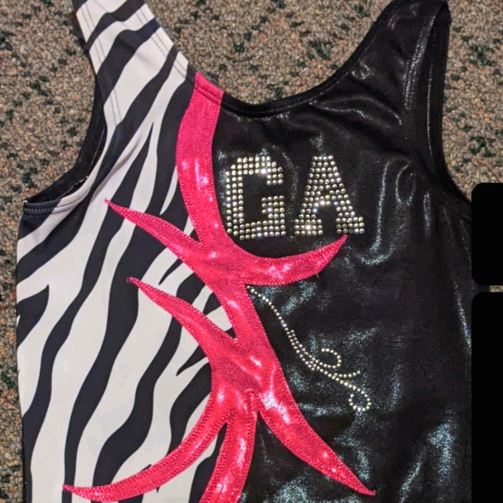 Leotard Youth LG zebra & rhinestones!!
